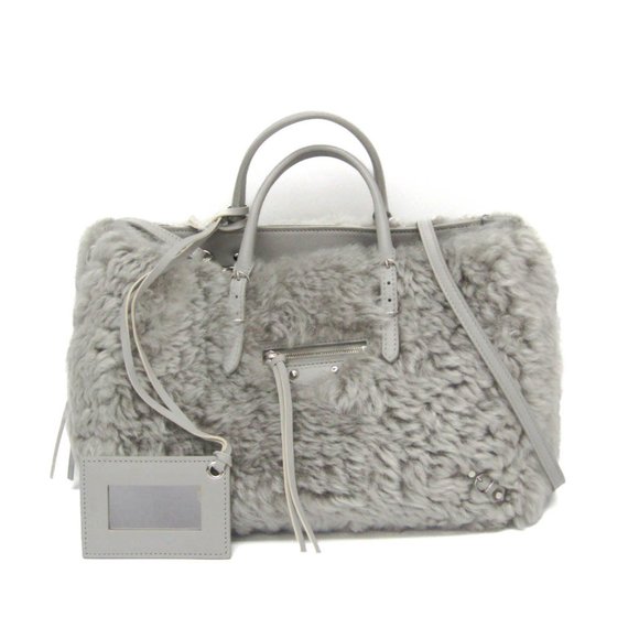 BALENCIAGA Gray Leather Shoulder Bag - Picture 1 of 15